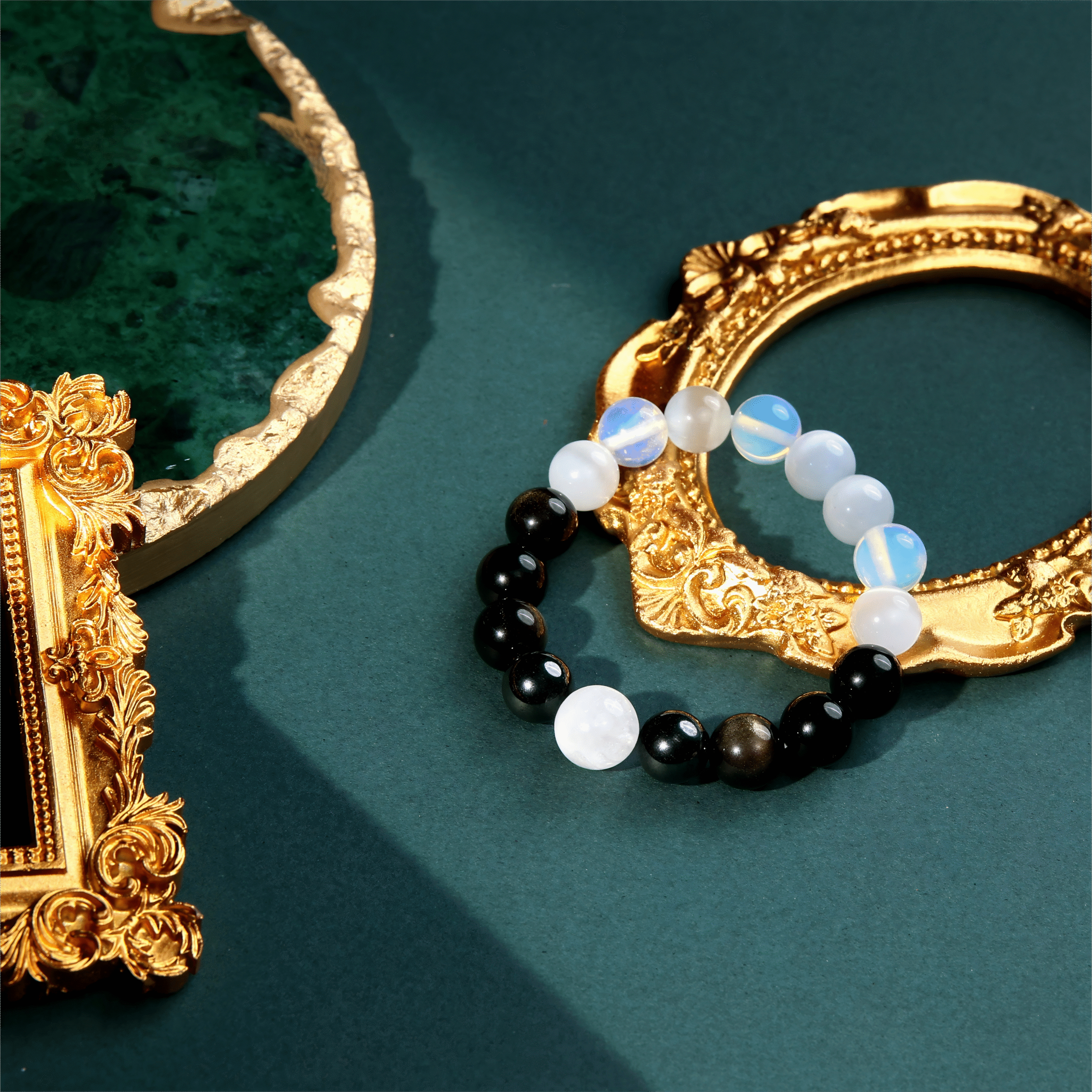 FengShui & Luck Five Elements Golden Obsidian Metal Bracelet 3 FengShui & Luck Five Elements Golden Obsidian Metal Bracelet - Image 3